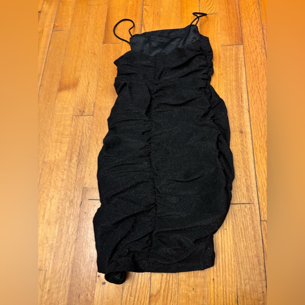 Little black dress XS rouched black shimmer Floers NWT graduation formal prom